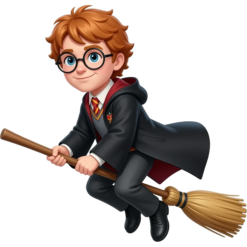 ron weasley flying on broom emoji