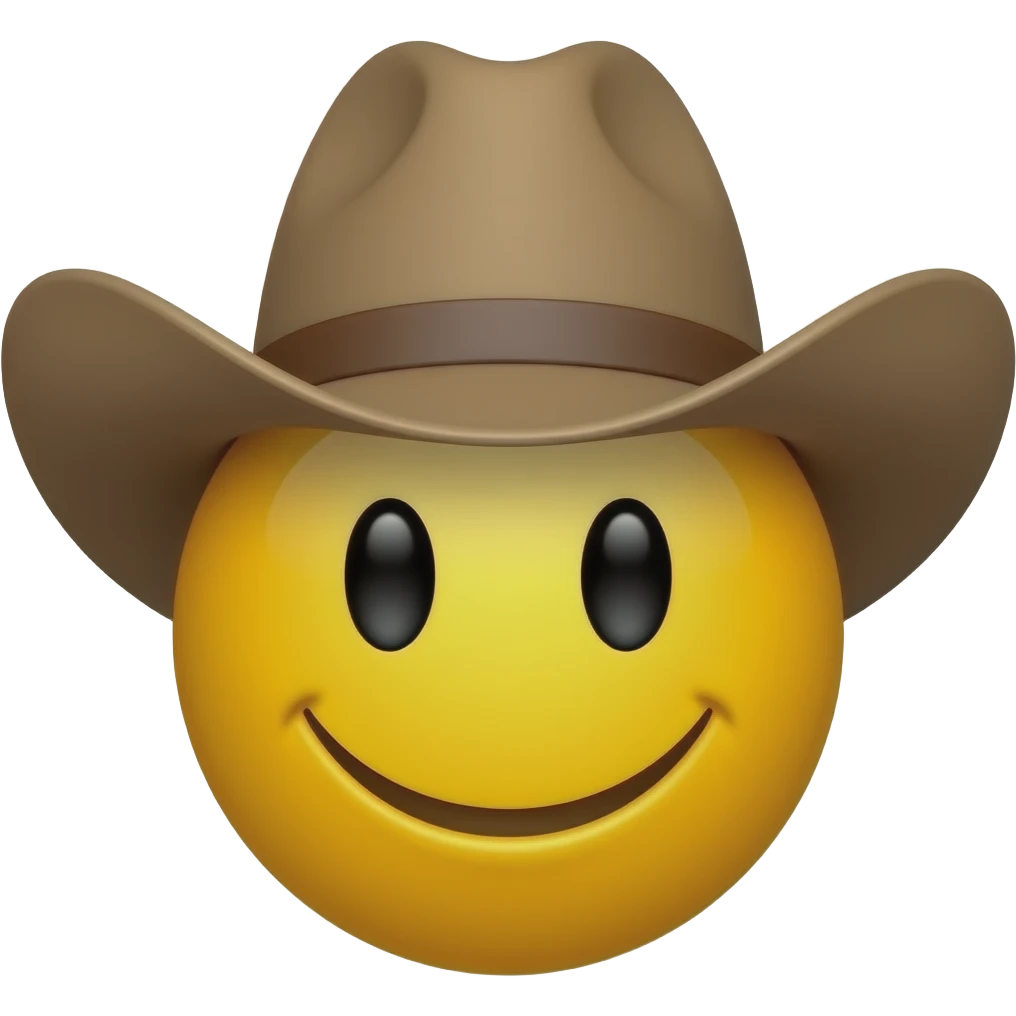 yellow smiely wearing cowboy hat emoji