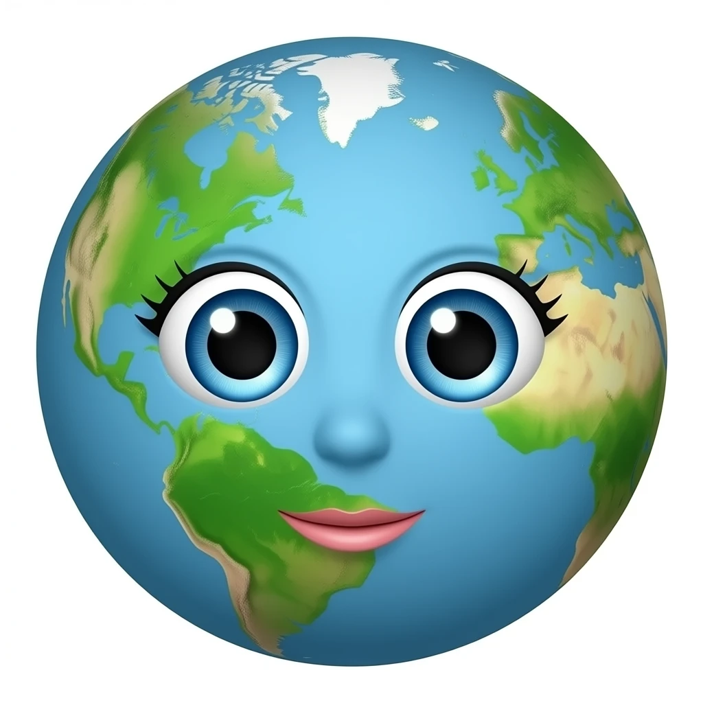 Mercury planet, with girl eyes and mouth emoji