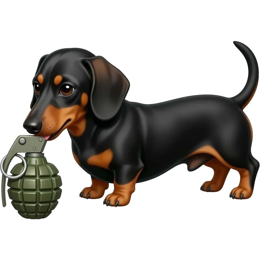 Dachshund eat a grenade emoji