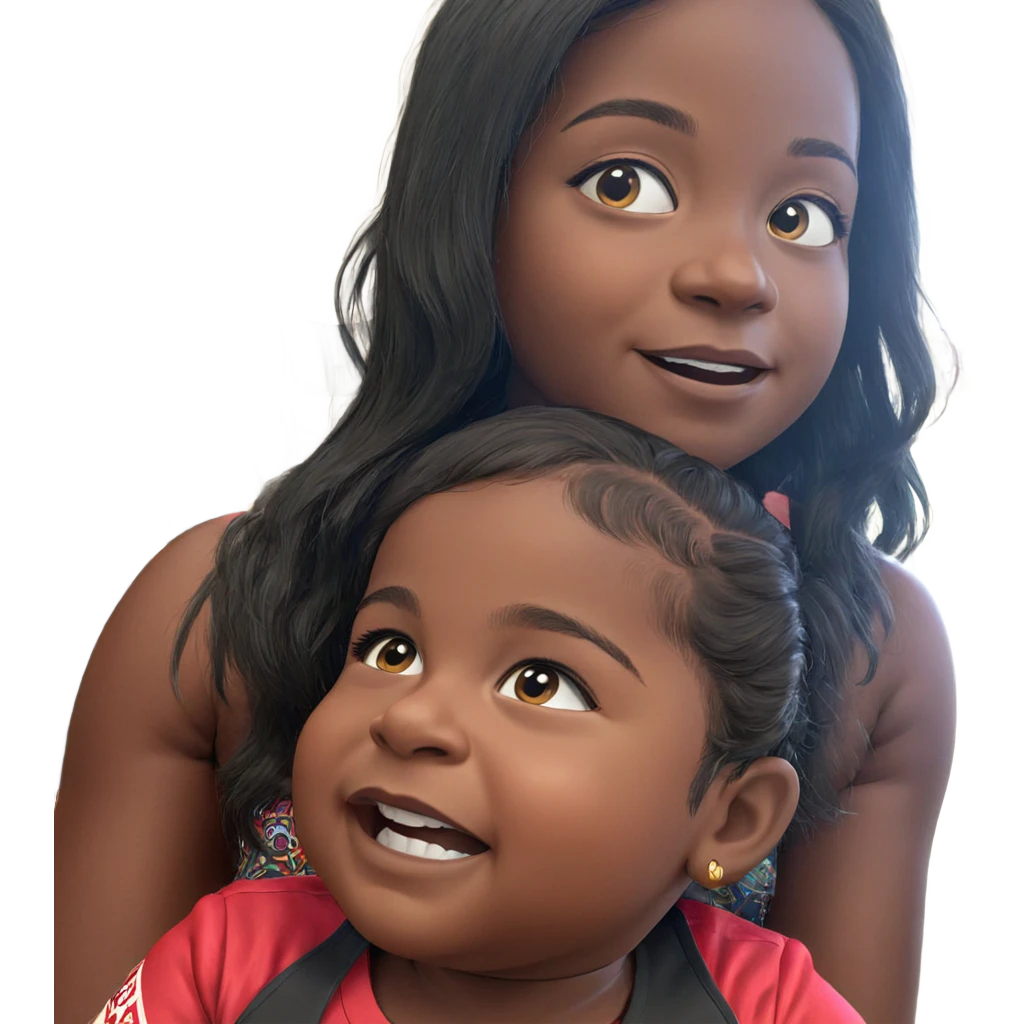 sisters with dark skin emoji