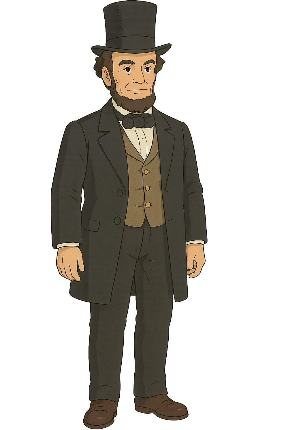 The full body of a US government politician or president from the 1850s wearing a top hat emoji