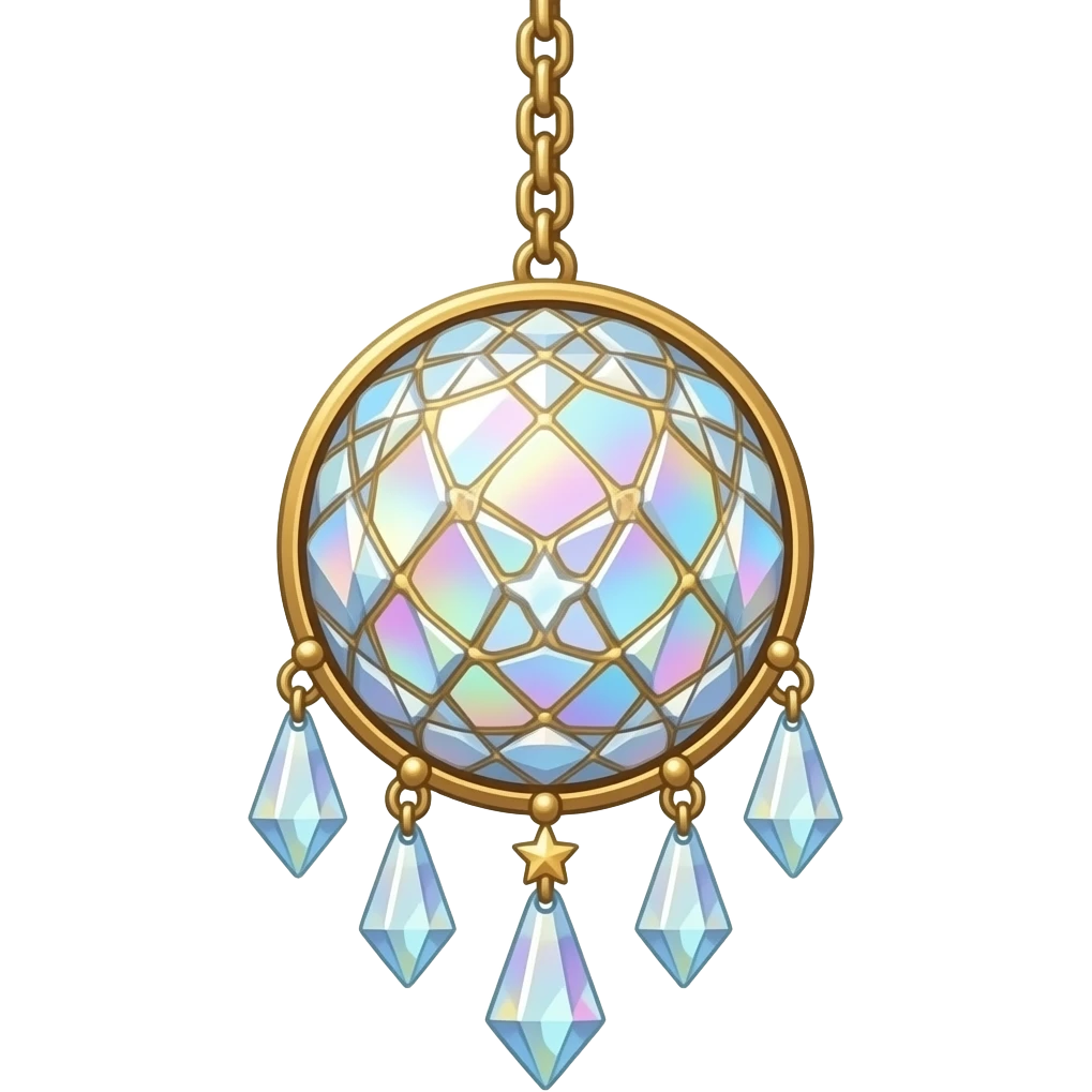 Sparkly glittery aesthetic chained I ridescent suncatcher hanging crystals and tiny stars aesthetic decoration emoji
