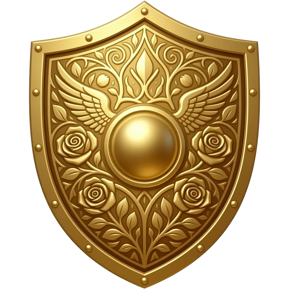 aphrodite inspired golden shield emoji