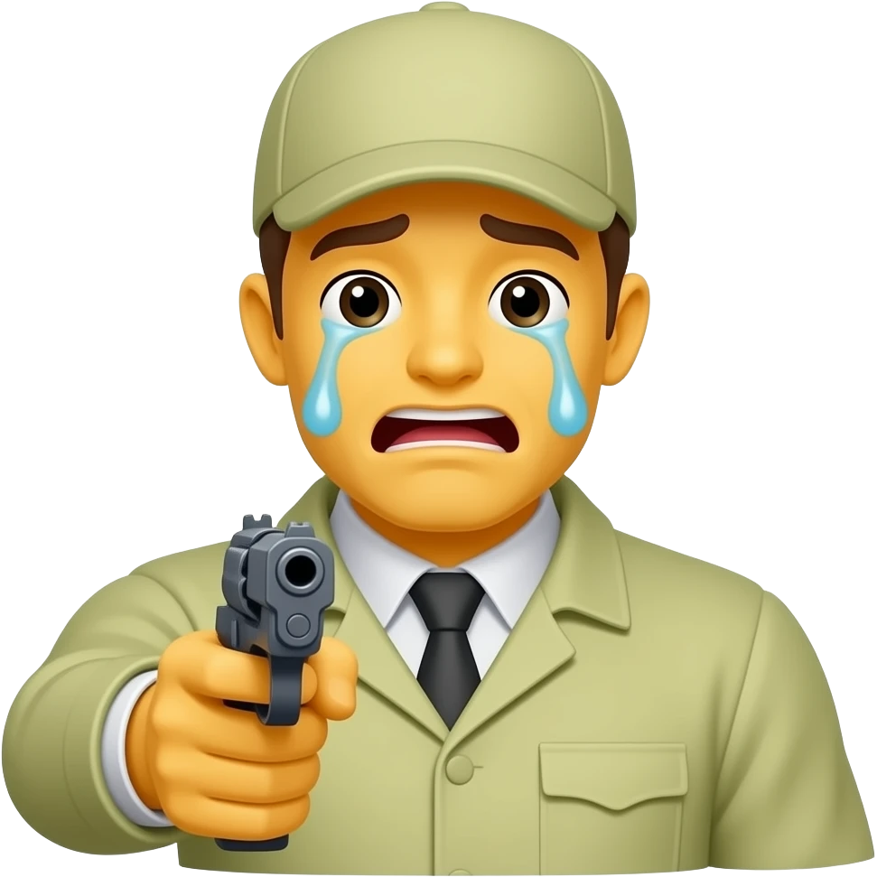 A yellow emojis who has a gun pointing to itself and its crying emoji