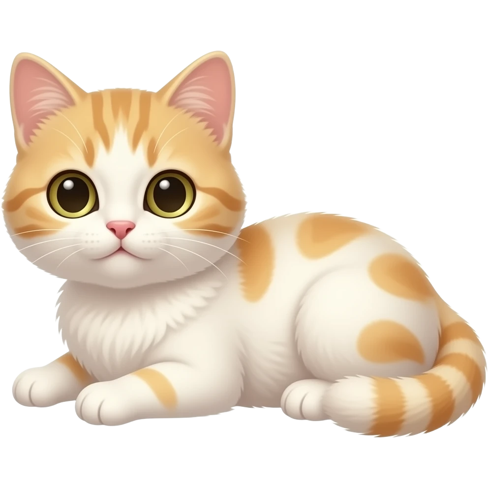 котенок молочного цвета, похожий на зефирку лежит emoji