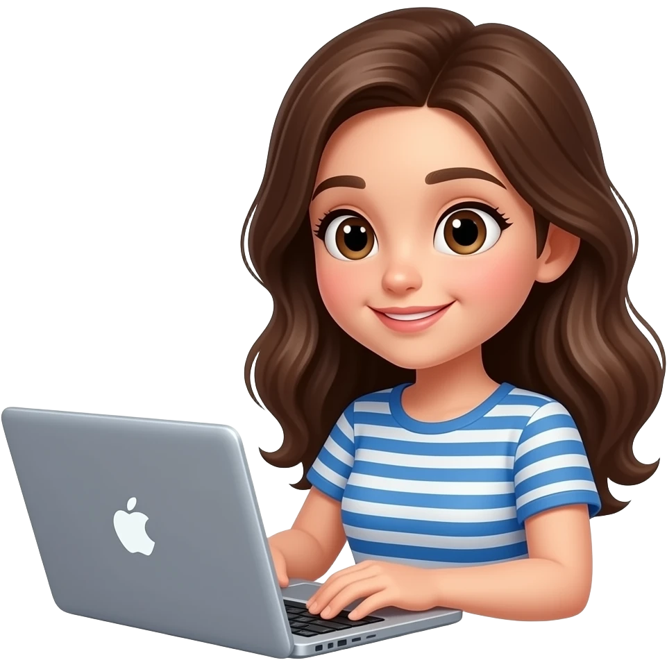 cute brunnette girl work with her laptop emoji