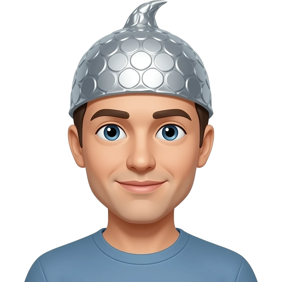 Emoji wearing a tin foil hat emoji