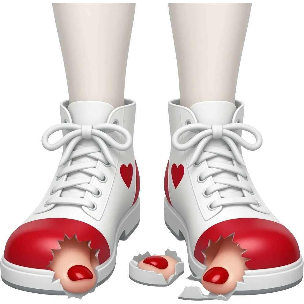 White feet with red toenails ripping clown shoes emoji