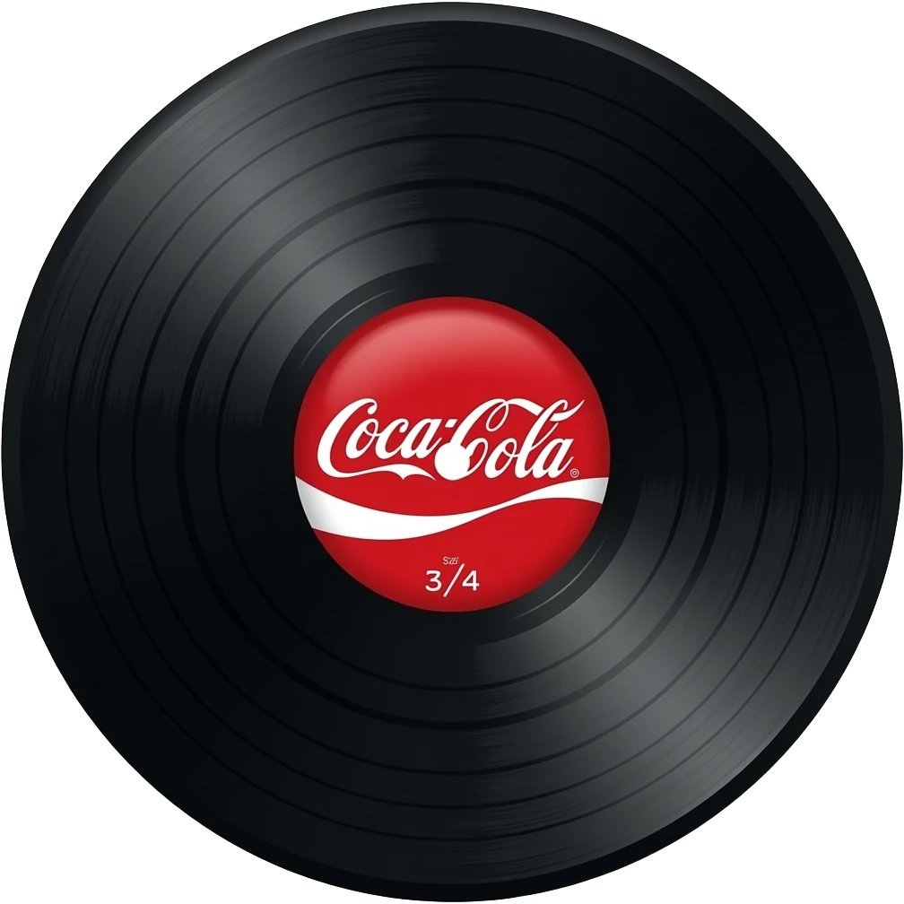 A cocacola Vinyl. the center label is the logo. the center label me be 3/4 of the full size. I mean the black should be only 1/4 of the size emoji