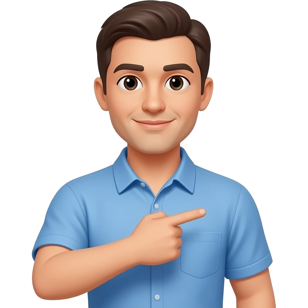 coach in a blue shirt points to elbow with opposite hand emoji