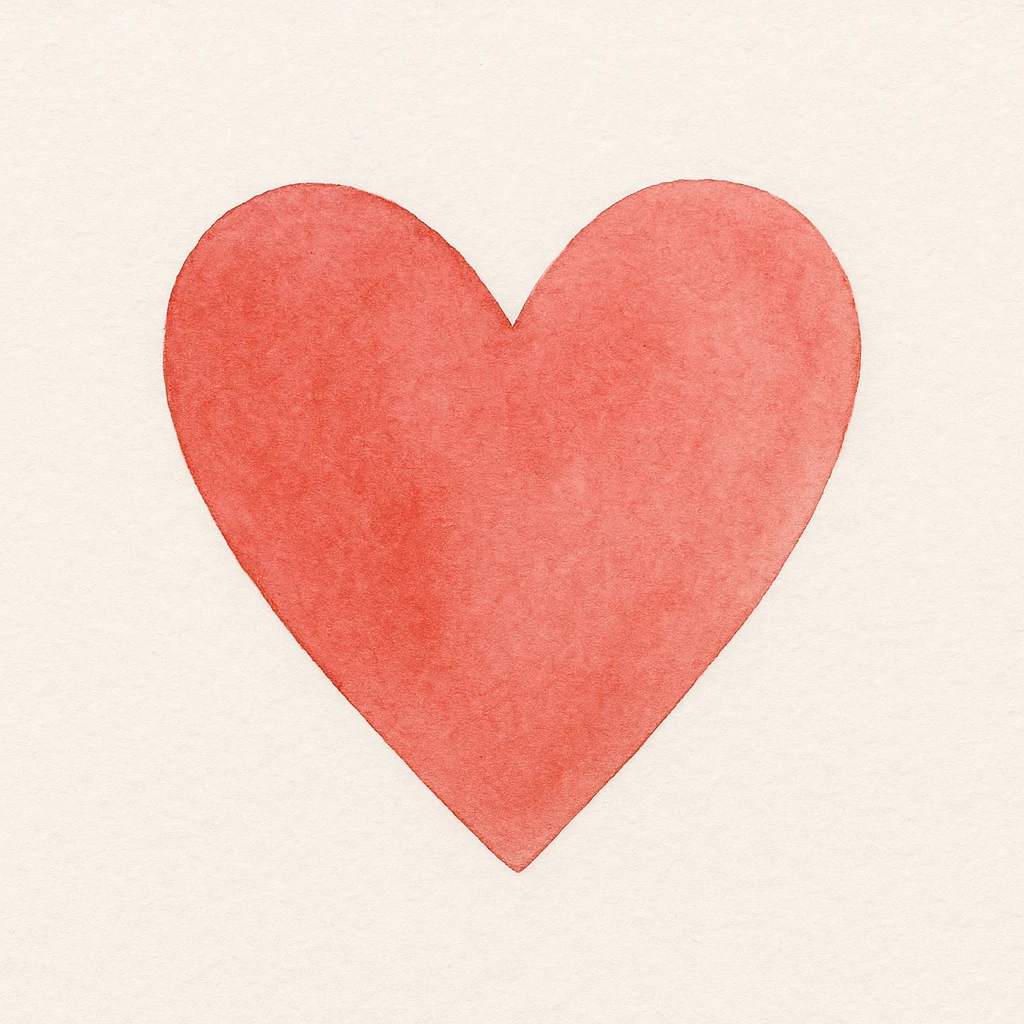 a vibrant red heart, gouache illustration emoji