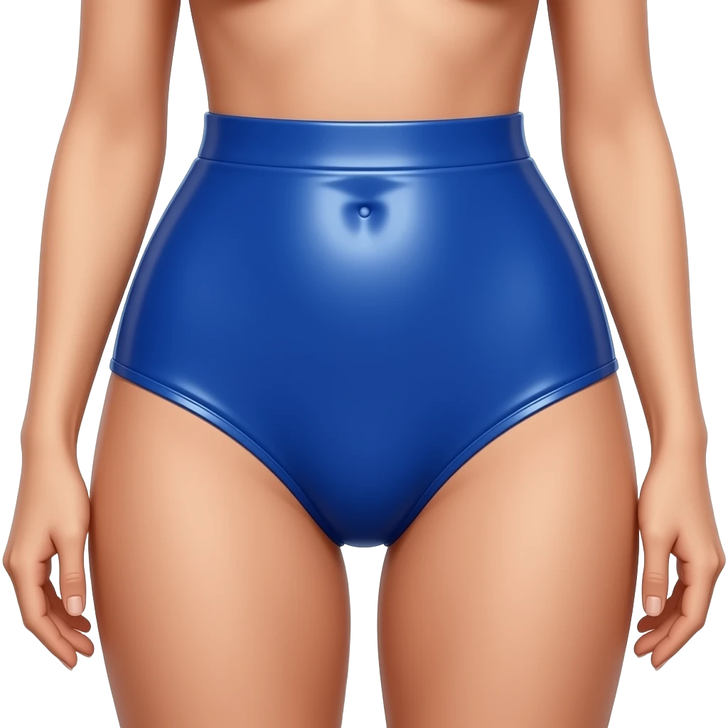 Hot woman wearing blue latex diaper emoji