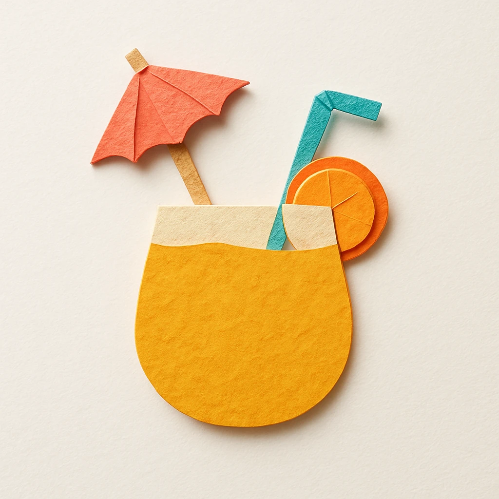 tropical drink with an umbrella, paper craft style emoji