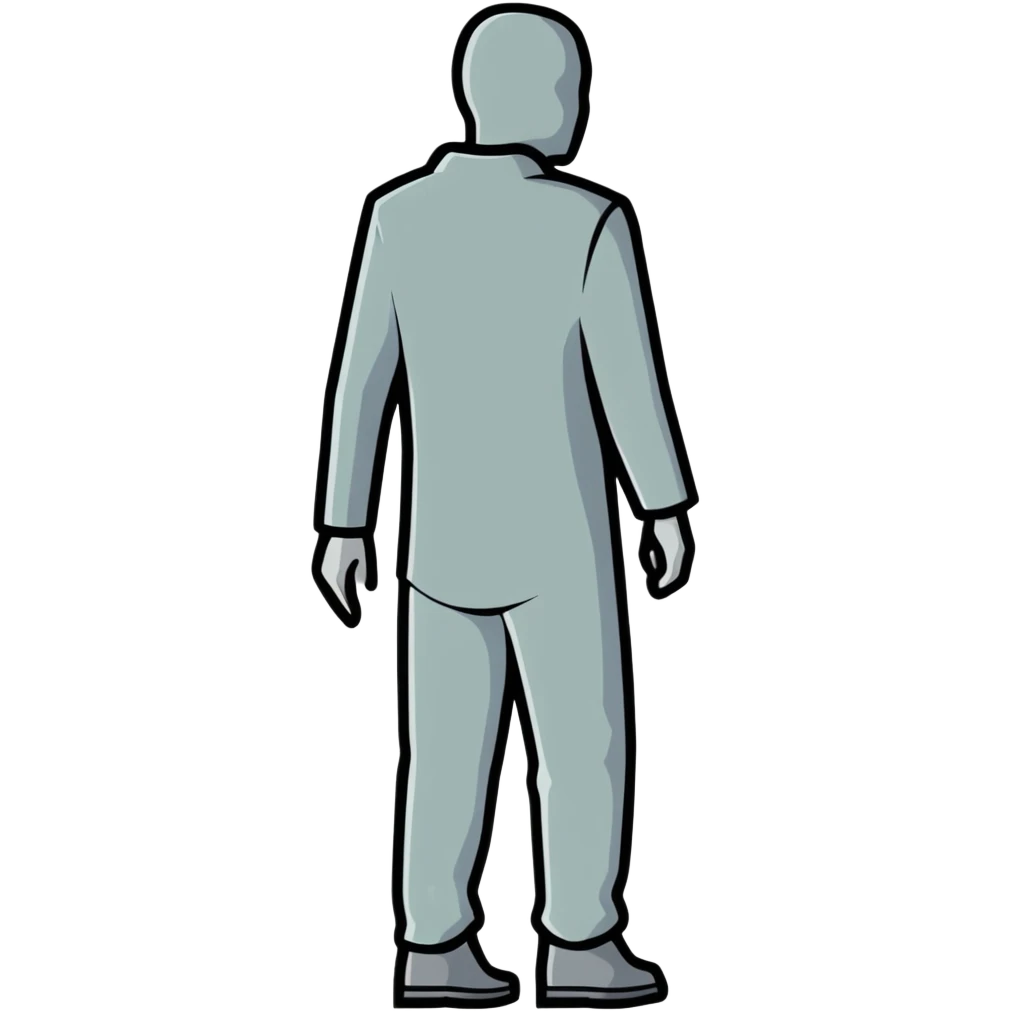 grey human silhouette with no facial features, no face, no eyes, no nose, no mouth, simple outline emoji