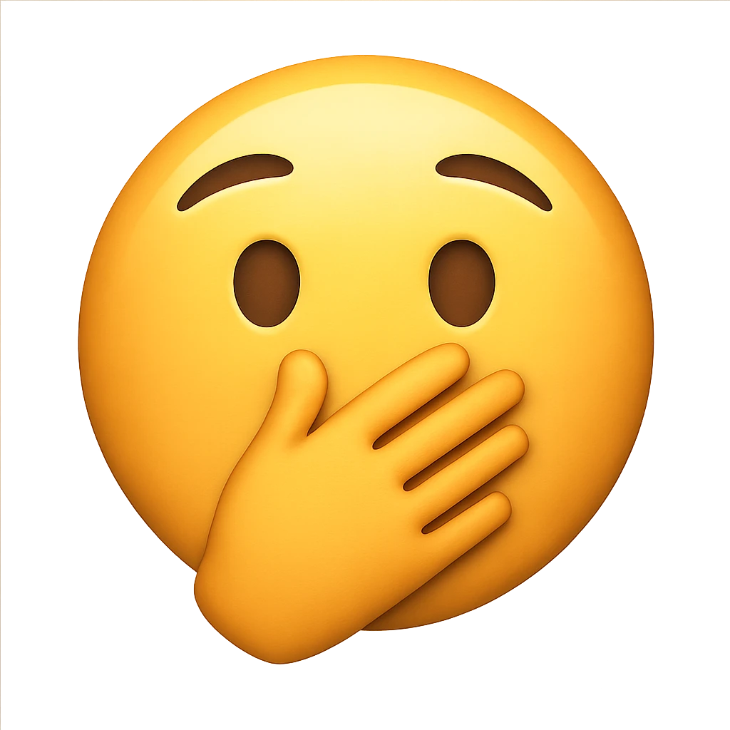 face with hand over mouth emoji, digital illustration emoji
