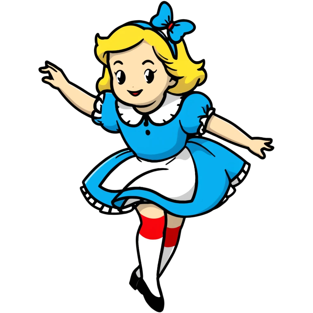 Alice in Wonderland performing a curtsey bow emoji