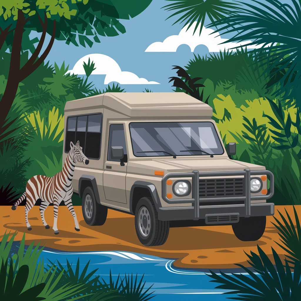 digital raster illustration of jungle safari emoji