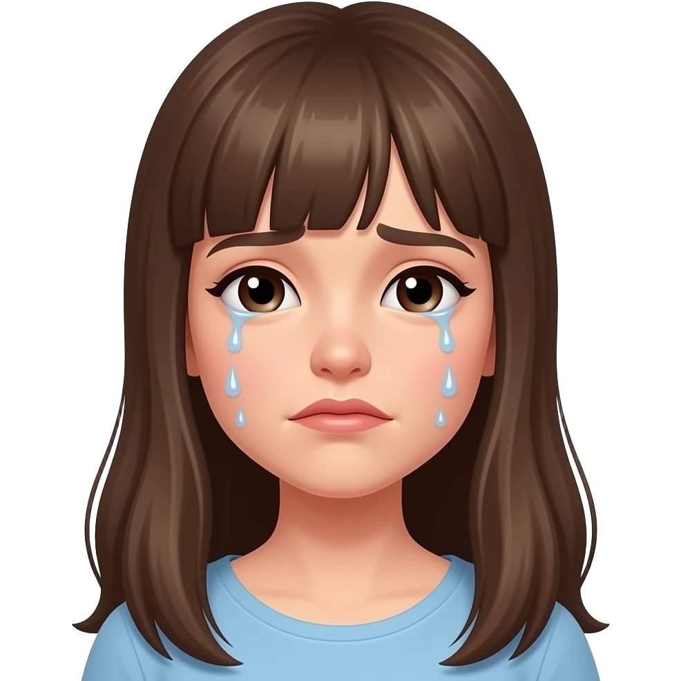 눈물 흘리는 앞머리 있는 긴머리 여성 emoji
