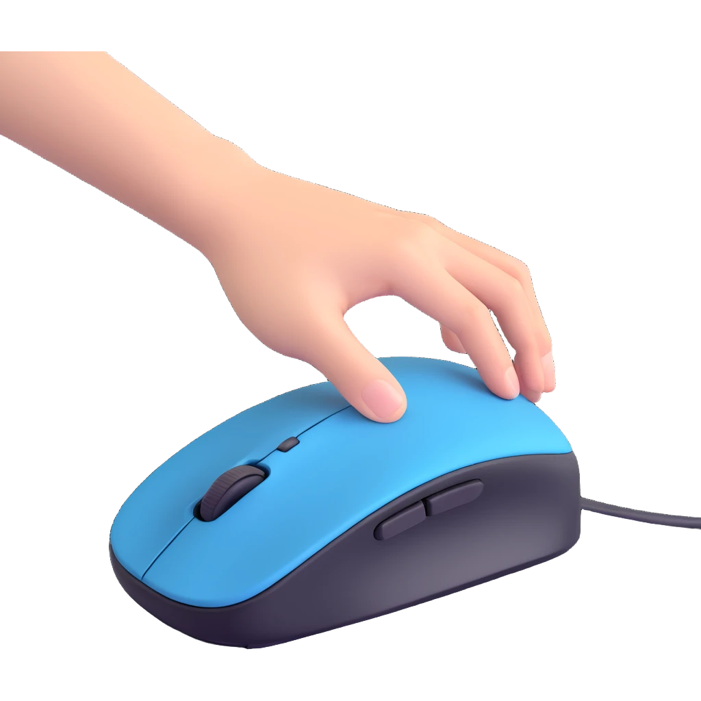a hand clicking a mouse, modern 3D style, easily recognizable emoji