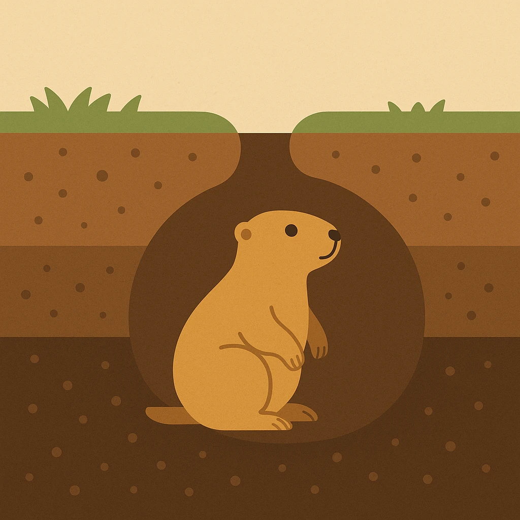 Flat design style Prairie dog under ground emoji