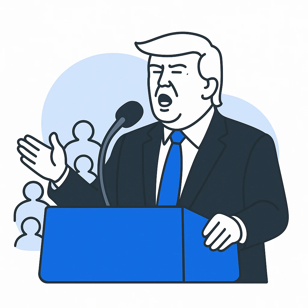 Donald Trump speaking at a rally emoji