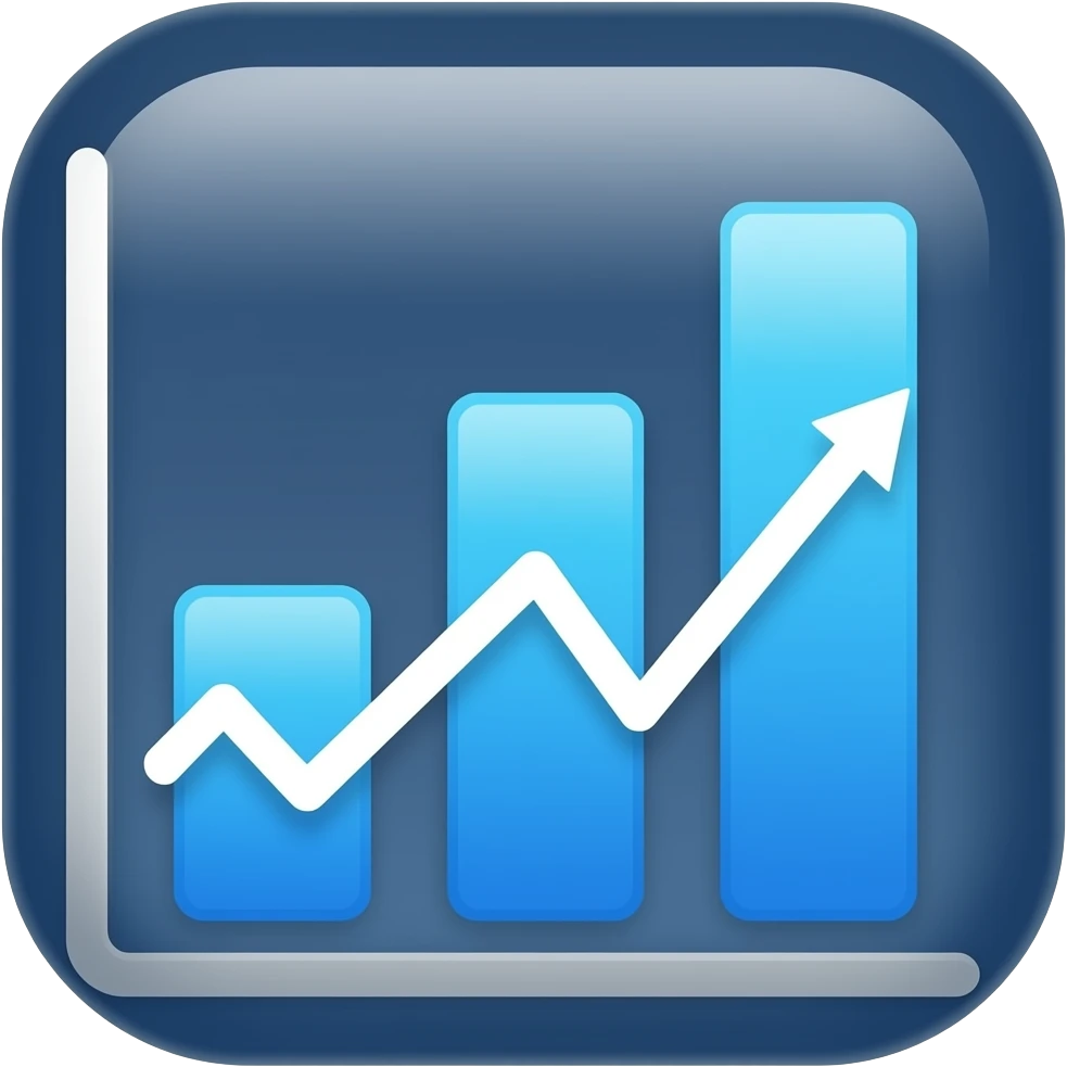 chart emoji, clean professional look, Dark blue HEX: #002137 Sky blue HEX: #7FC7FF Celestial white #FFFFFF emoji