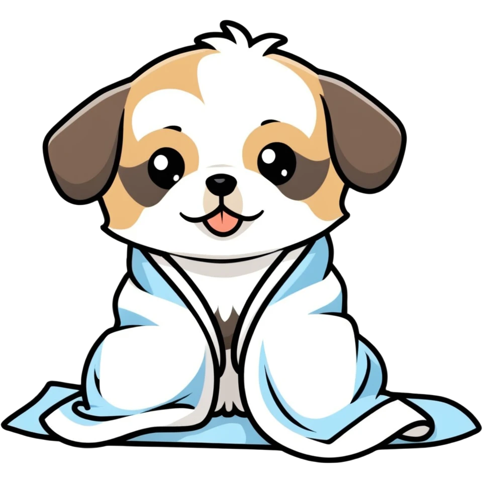 Shih tzu puppy with towel emoji