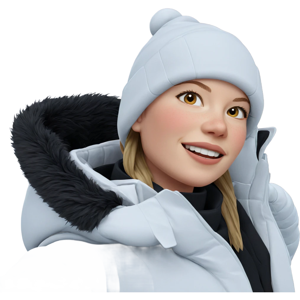 smiling girl in winter coat emoji
