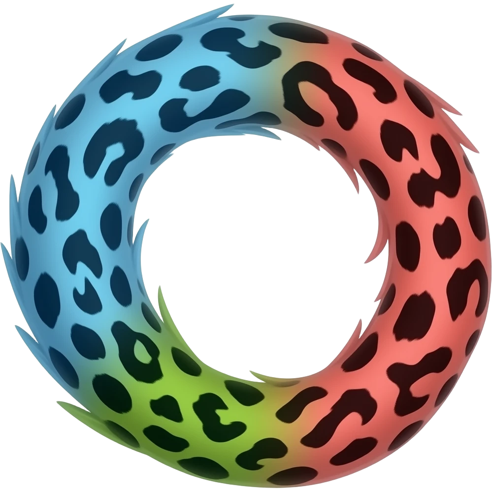 Blue half green half red leopard tail emoji