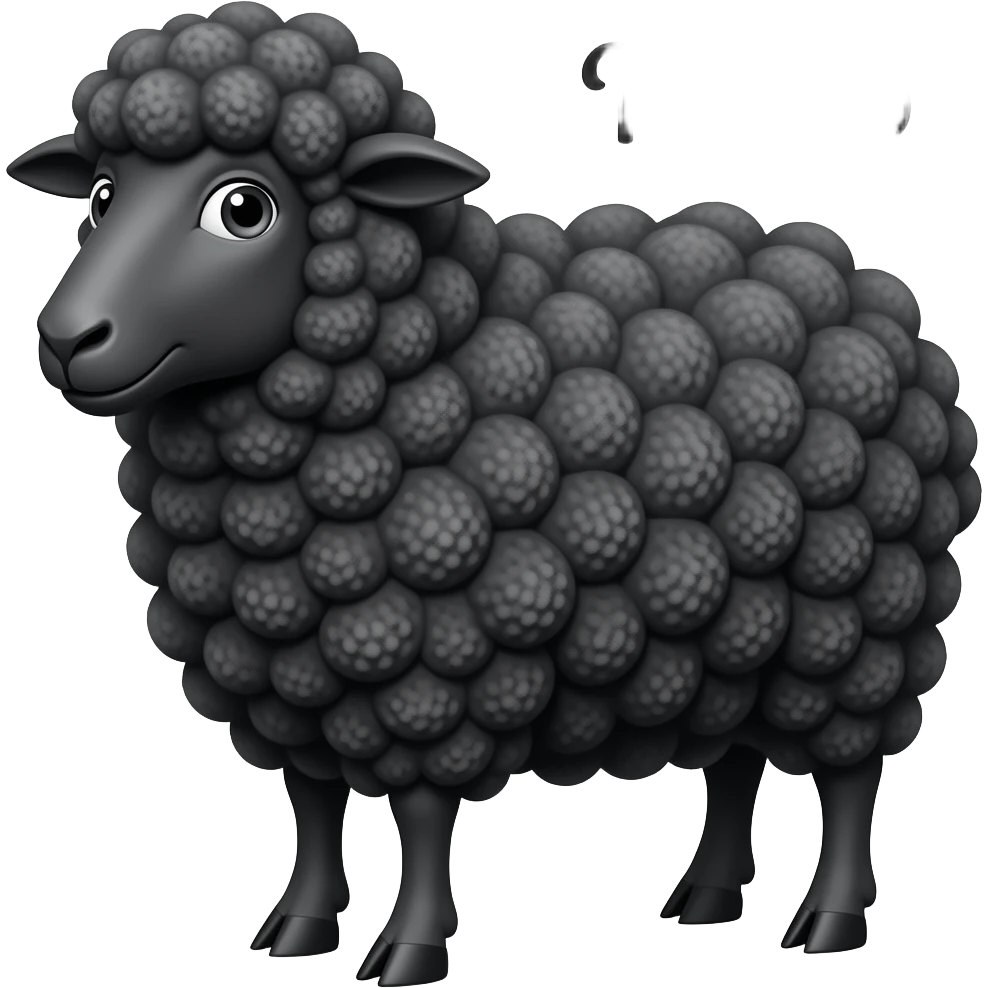 a black sheep sith black wool saying hello emoji