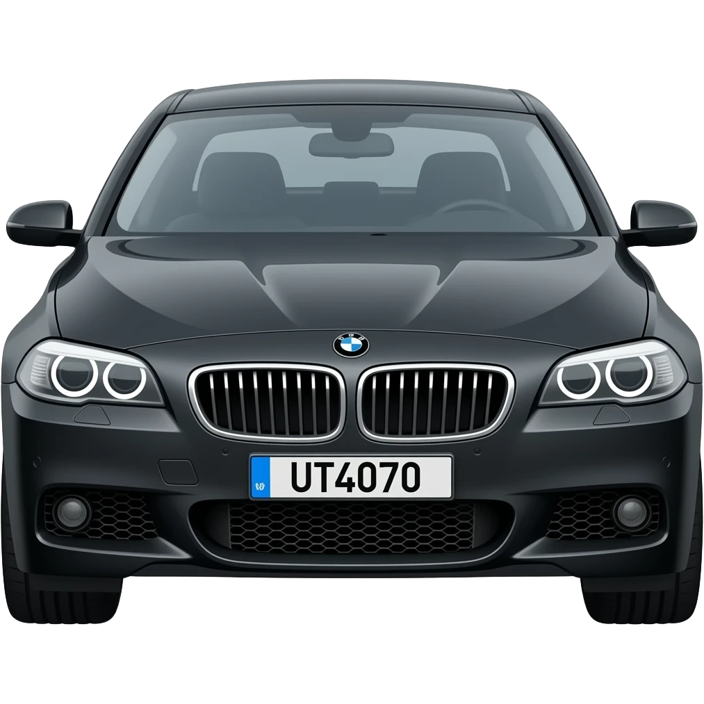 front view of black BMW 520i with front number plate "UT4070" emoji