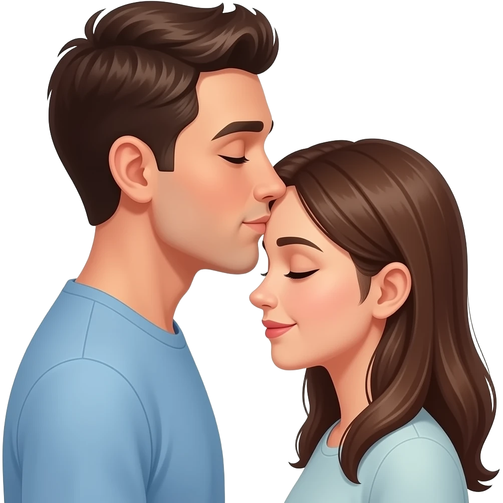 A guy Kiss a girls forehead emoji
