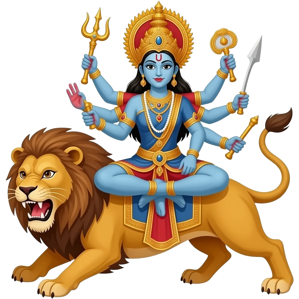 Maa durga on lion killing asur emoji