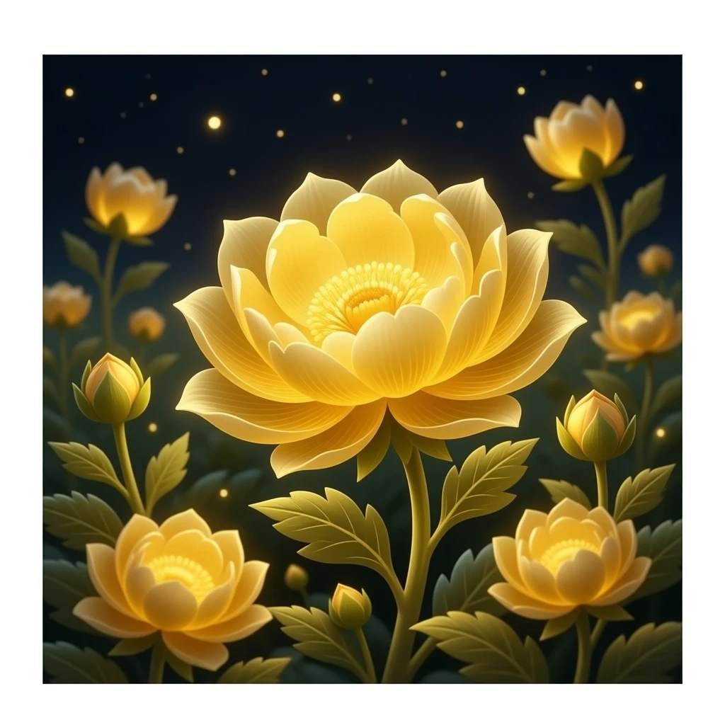 bioluminescent, high detailed golden bloom emoji