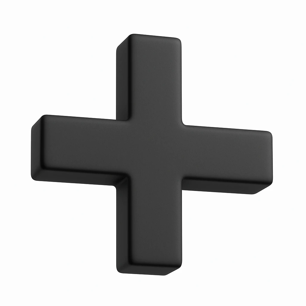 golden plus sign in 3d with four straight angles emoji