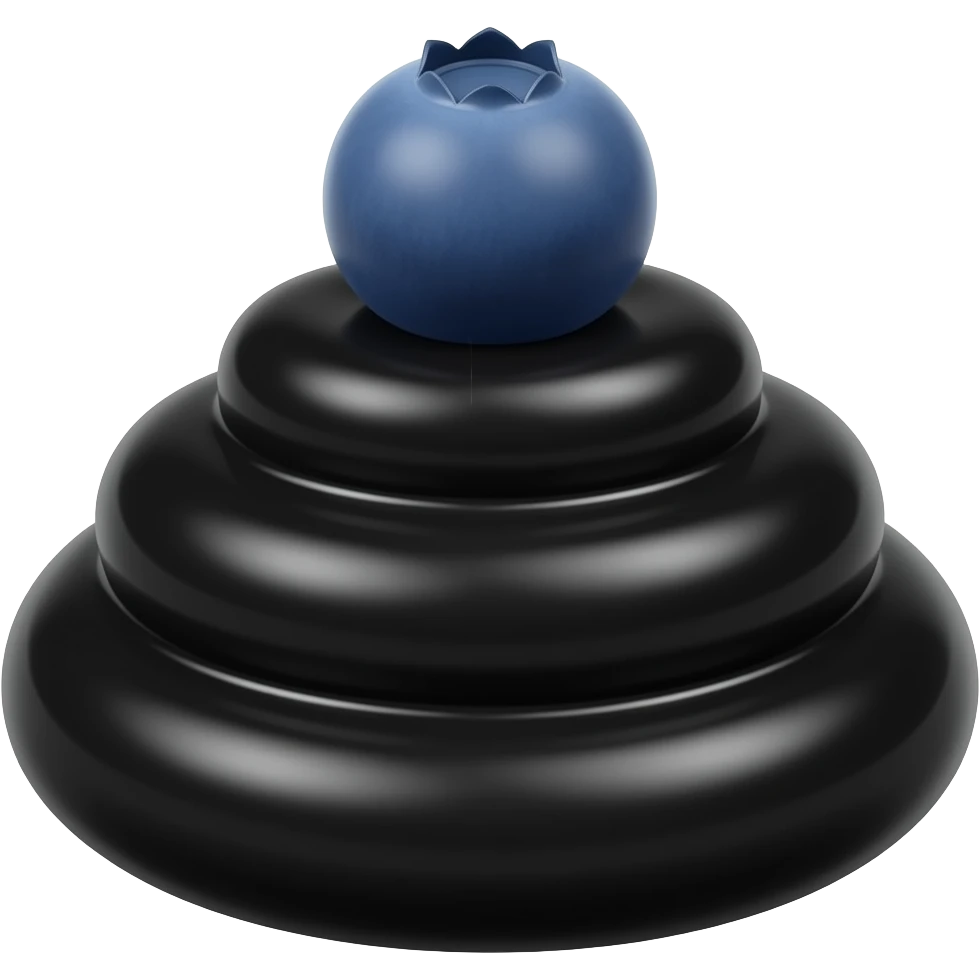 Black pudding swirl with a blueberry on top emoji