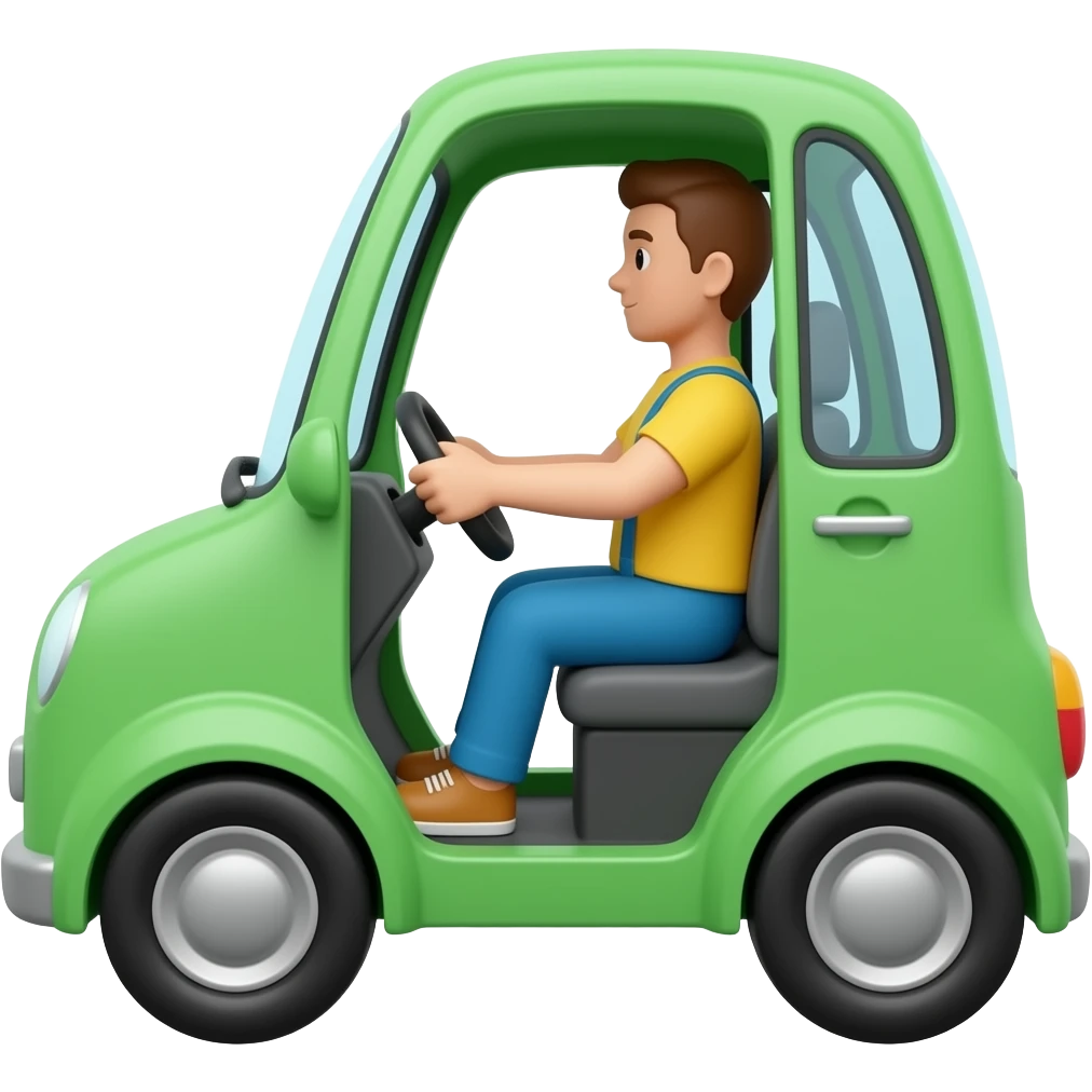 Driving in green car car emoji