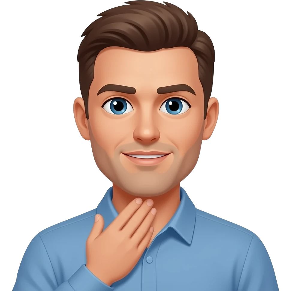 coach in a blue shirt checks own groin area with one hand emoji