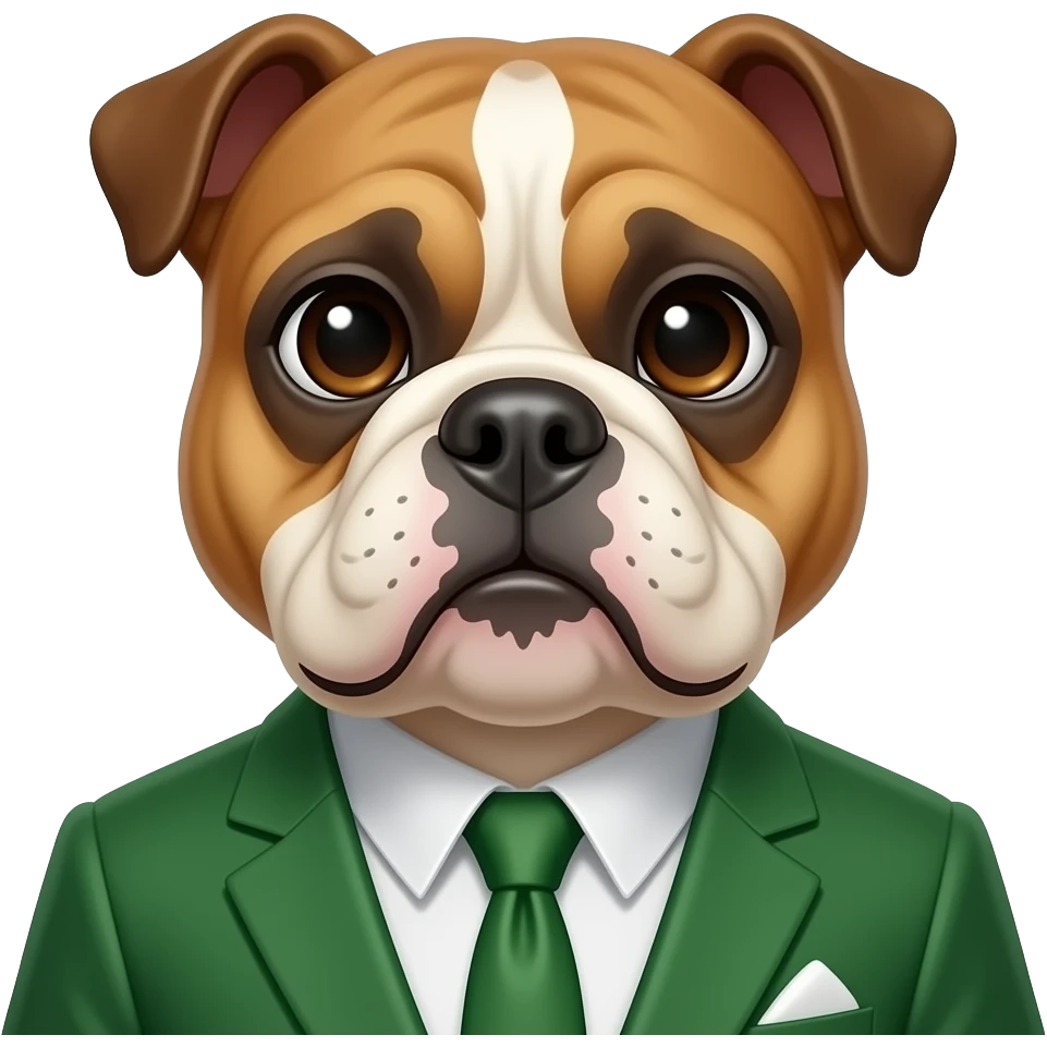 bullDog with green suit front facing closeup emoji