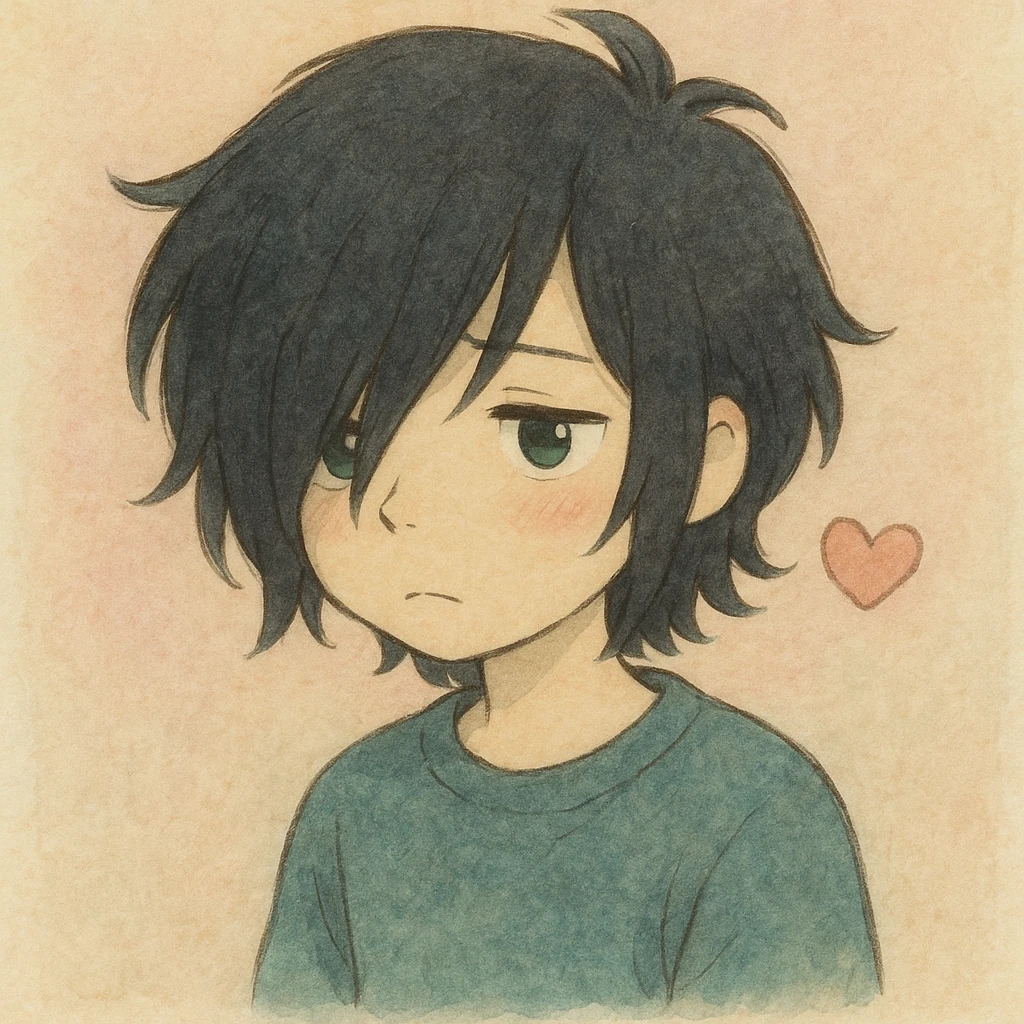 pastel emo profile picture with a heart accent, cute, expressive, minimal emoji
