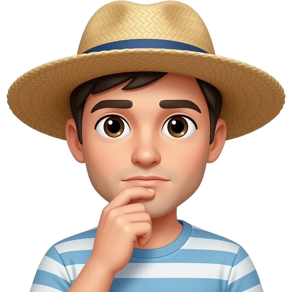 Normal person with floppy hat thinking emoji