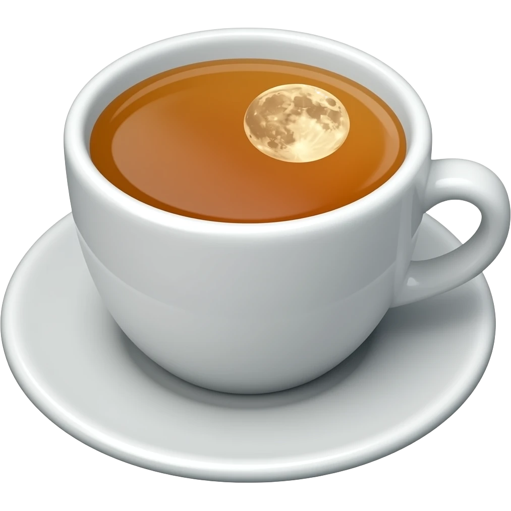A cup of tea with a moon in the tea emoji