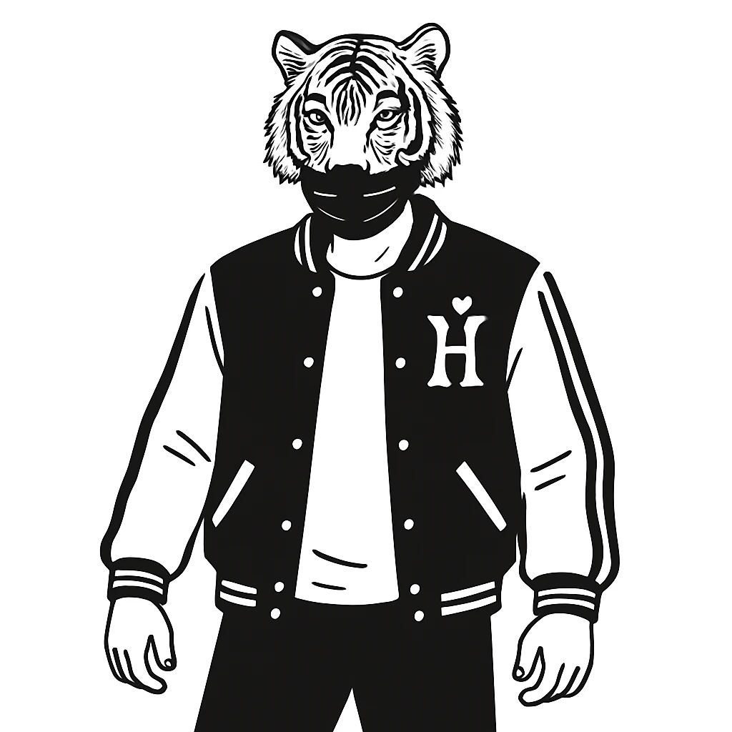 Make the tiger mask more detailed, keeping the original style emoji