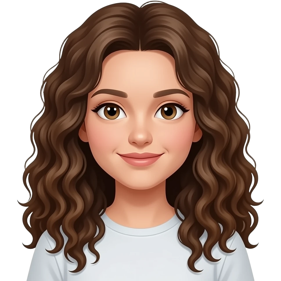Long brown curly hair white skin emoji
