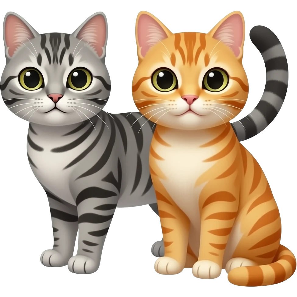 grey tabby cat and ginger cat emoji