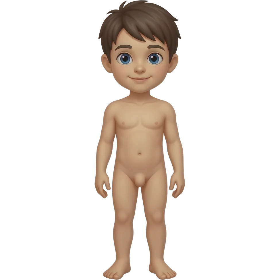 Naked kid boy full body with penis emoji