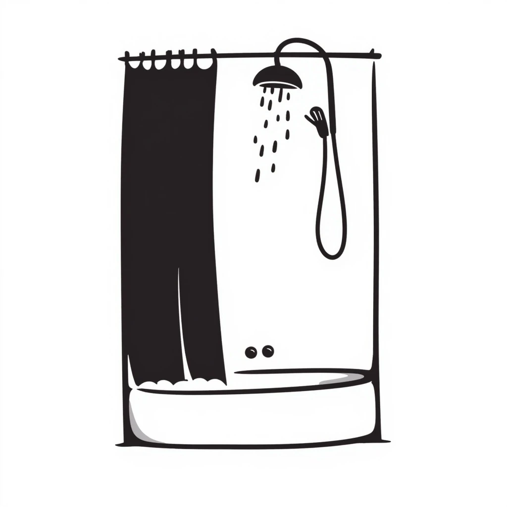 shower with a courtain only shower without a person emoji