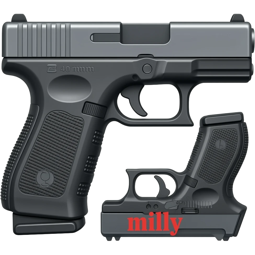 glock 40 10mm with kriss vector that says "milly"in red emoji