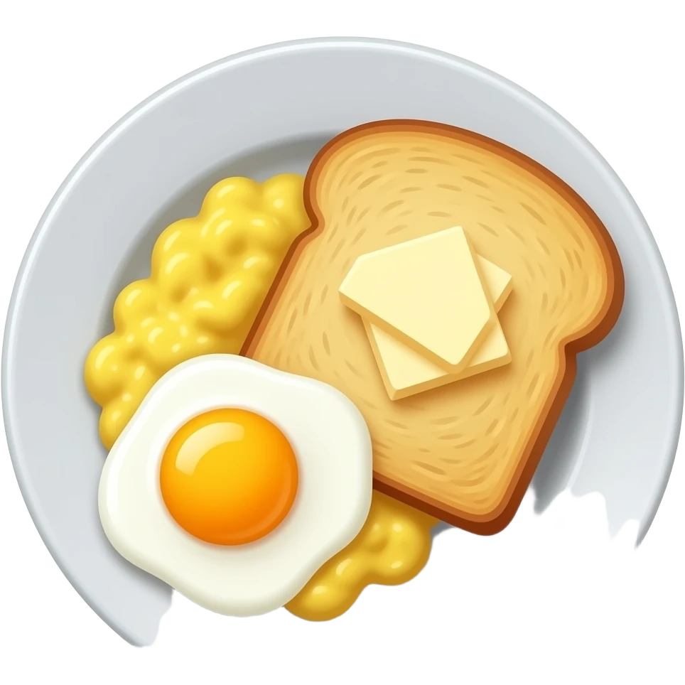 Plate of breakfast with toast and scrambled eggs emoji